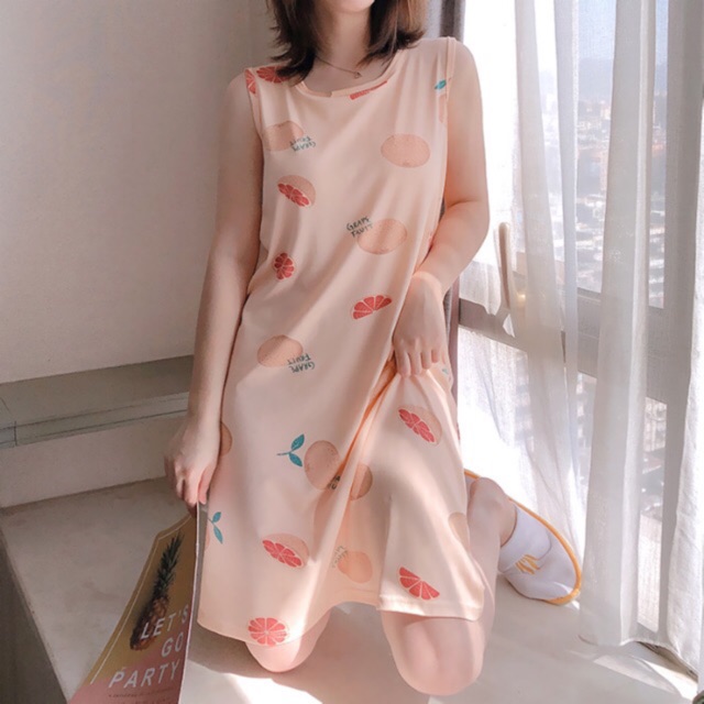 Váy Ngủ Sát Nách-Đầm Ngủ Cotton Mềm Mịn Siêu Đẹp Rẻ (Kèm Đệm Ngực) DB13