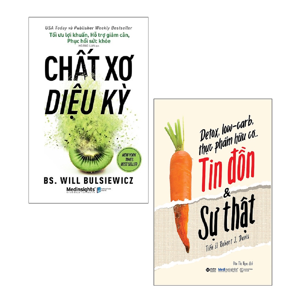 Sách Alphabooks - Combo Chất Xơ Diệu Kỳ + Detox, Low-Carb, Thực Phẩm Hữu Cơ…Tin Đồn &amp; Sự Thật ( 2 cuốn )