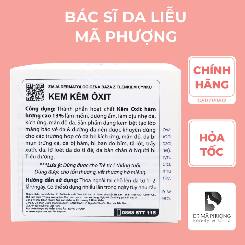 Kem bôi hăm Kẽm oxit Ziaja 13%  Ziaja Dermatological Base with Zinc Oxide 80g