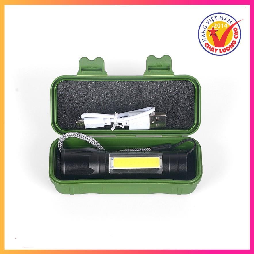 Đèn pin mini siêu sáng , chống nước khi đi mưa, 4 chế độ sáng, sử dụng sạc