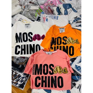 Áo phông moschino, Áo thun tay lỡ freesize nam nữ form rộng Unisex
