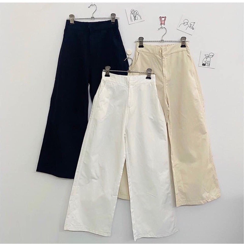 Quần kaki ống rộng cạp chun sau