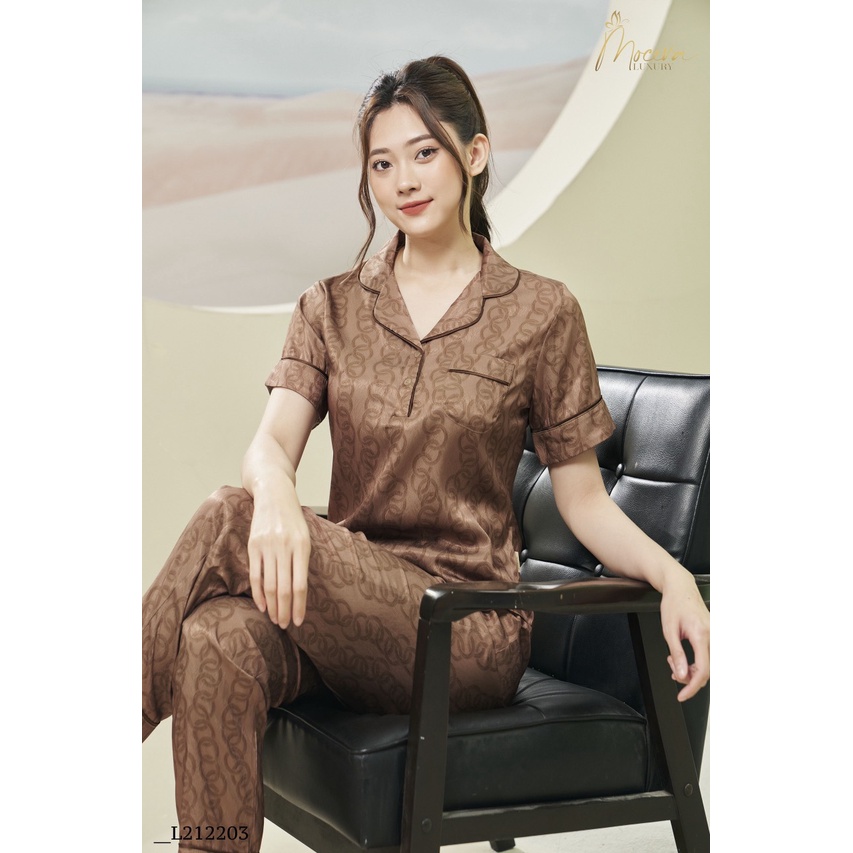Bộ Pyjama lụa trơn cao cấp mềm mịn thoáng mát Mộc Eva L212203