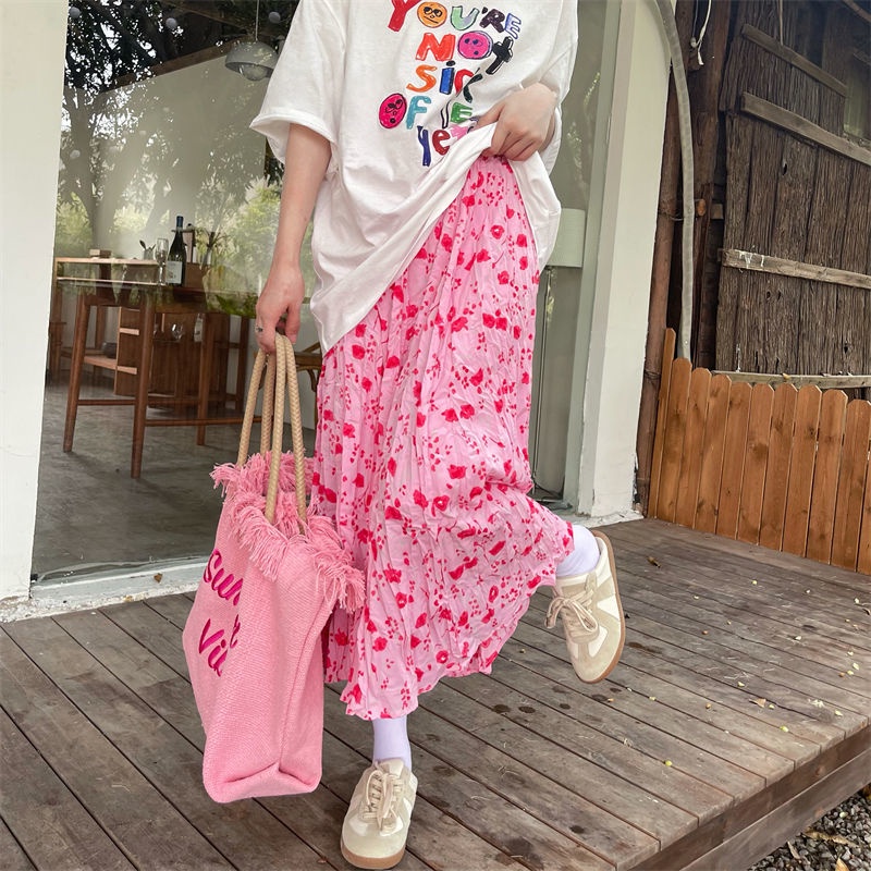 Chân Váy Chữ A Lưng Cao Dáng Chữ A Họa Tiết Hoa Thời Trang Mùa Hè Mới