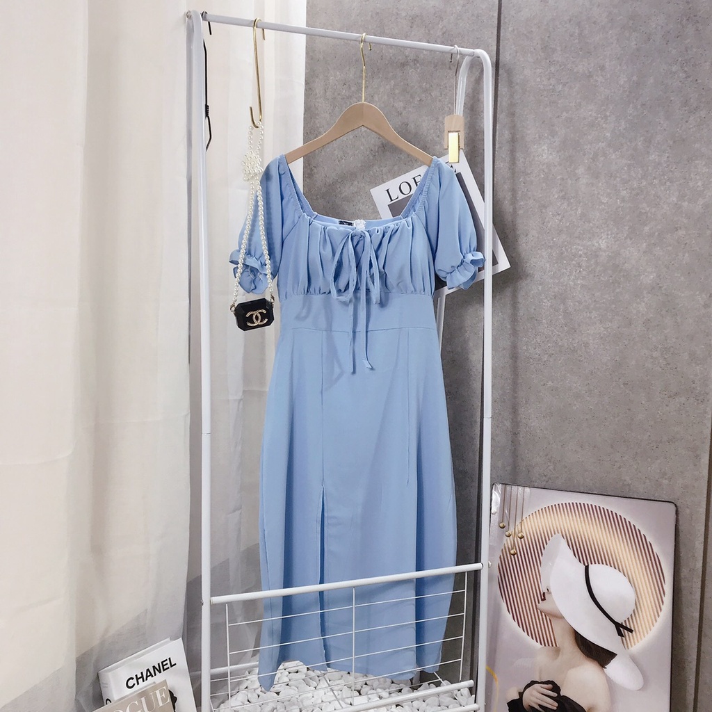 (có sẵn)Đầm Maxi - Váy Maxi Xếp Li Ngực Dây Yếm Dáng Dài Xẻ Tà (váy du lịch dáng dài màu xanh ngọc)