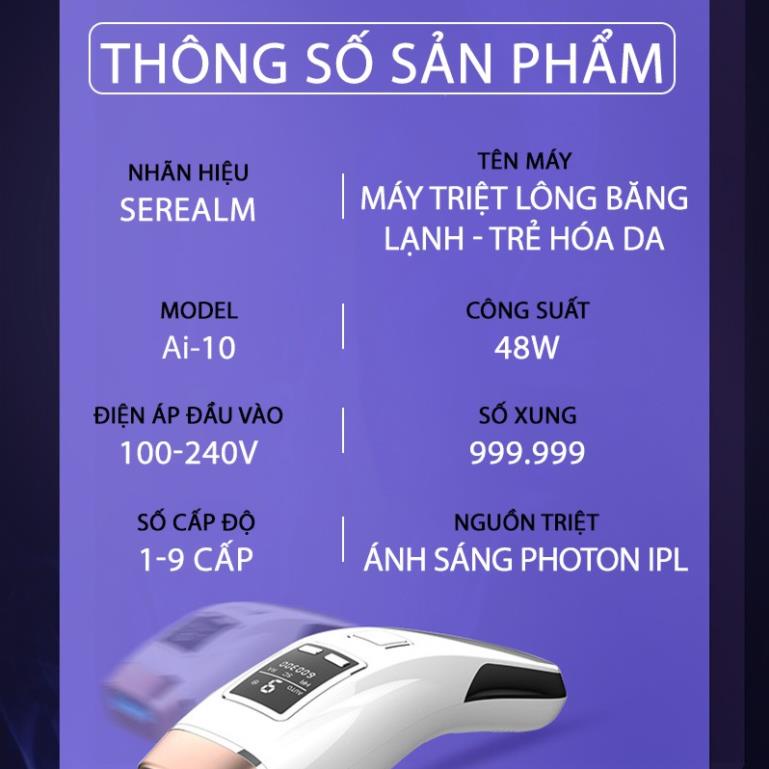 Máy Triệt Lông 9 Cấp Triệt Lông Vĩnh Viễn, Đơn Giản, Băng Lạnh, Trẻ Hóa Da, Giảm Mụn 6 Trong 1 BH 12 Tháng