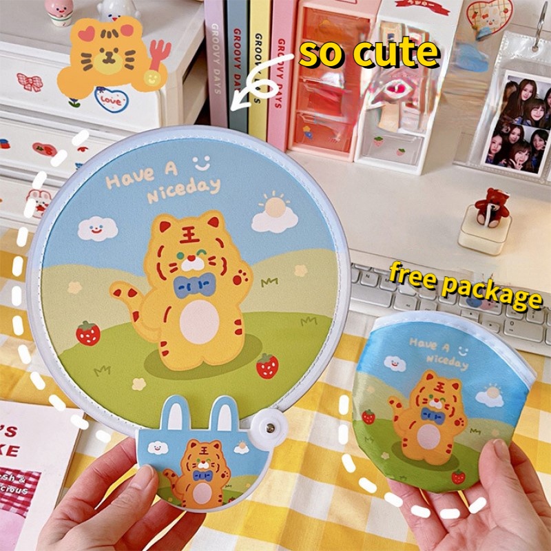 Quạt Xếp Mini Hình Gấu / Thỏ Dễ Thương Sáng Tạo Thích Hợp Làm Quà Tặng Cho Bạn Gái