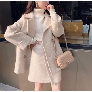 Set blazer dạ kèm chân váy