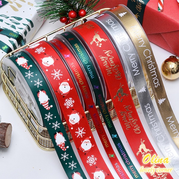 Cuộn dây ruy băng họa tiết Giáng Sinh chiều dài 9m dành cho trang trí