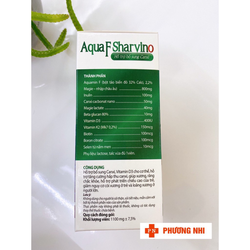 AQUA F SHARVINO BỔ SUNG CALCI HỮU CƠ CHIẾT XUẤT TỪ TẢO BIỂN 30 VIÊN