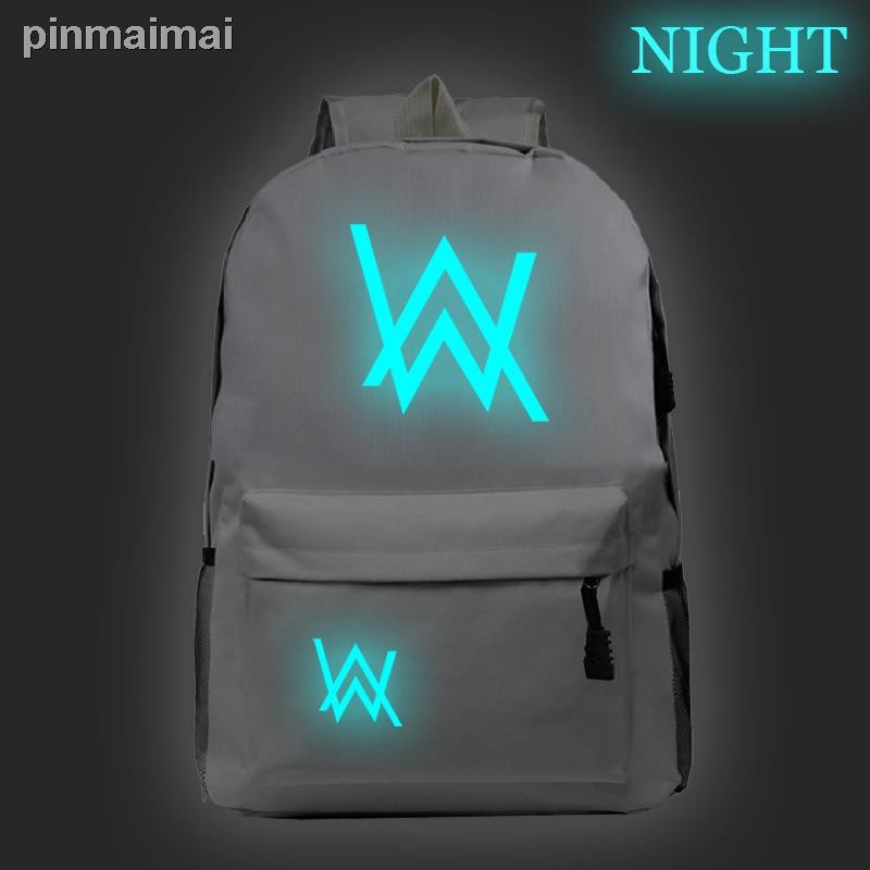 Ba Lô Vải Bố In Logo Alan Walker Phong Cách Hip Hop