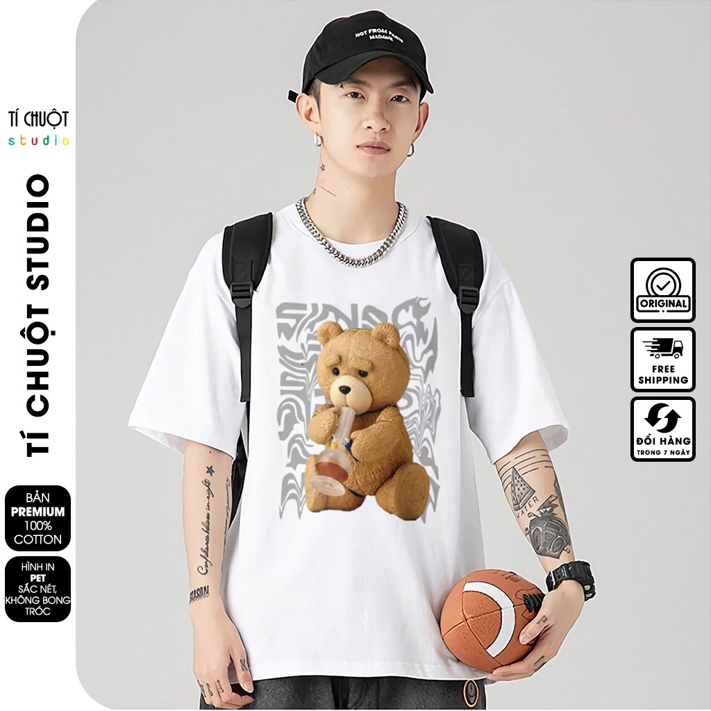 Áo thun Mikenco Gấu nam nữ in hình 5D, áo phông unisex mikenco tay lỡ - Tí Chuột Studio