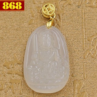 Mặt dây chuyền Phật bản mệnh Văn Thù Sư Lợi Bồ Tát 3.6 cm trắng