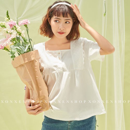 VIP Áo kiểu, áo kiểu vải xô hoa nhí, áo kiểu babydoll freesize, mã 907 hàng mới về 28/4/2021