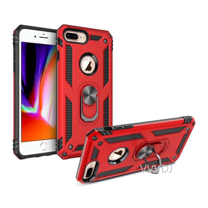 Cover Apple iPhone 7 Plus iPhone 8Plus Case Luxury Magnetic Car Phone Holder iPhone 6 6s 7 8 Plus Robot Metal Ring shell