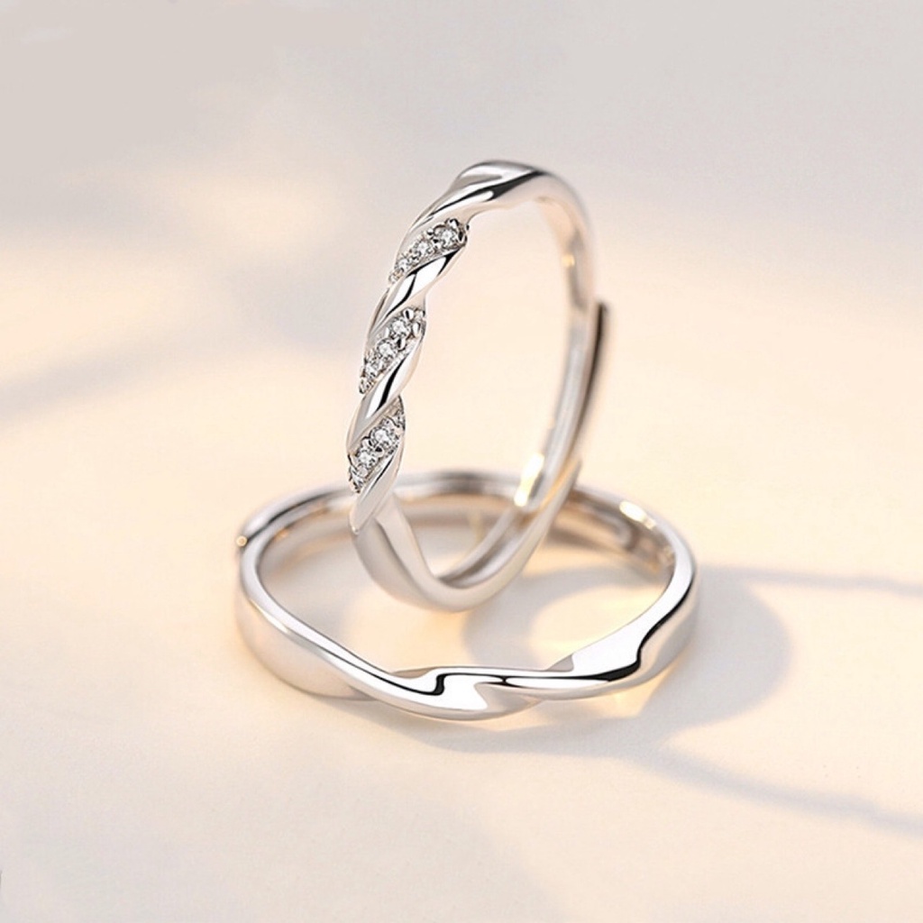 Nhẫn Đôi Đính Đá Zircon Mới Làm Quà Tặng Valentine