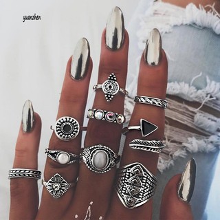 Set 10 Nhẫn Tay Kiểu Dáng Retro Phong Cách Boho Thời Trang Cao Cấp Cho Nữ