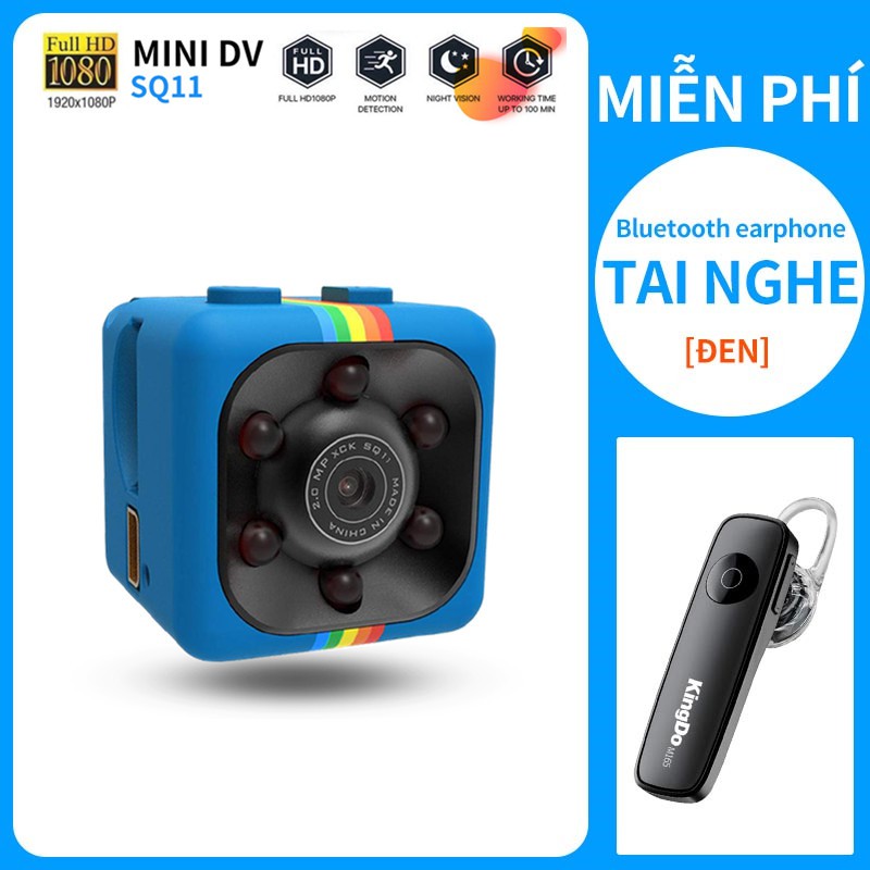【Tai nghe bluetooth miễn phí】Máy Quay Phim Mini SQ11 HD 960 / 1080P Máy Quay Video ghi video hồng ngoại