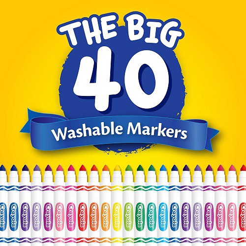 Bộ 40 cây Bút lông Crayola Tẩy rửa vượt trội, Nét to - 587858