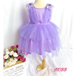 MCBB - 10-38 Kg Váy Công Chúa Bé Gái Sát Nách Đầm Bé Gái Đi Tiệc Đính Hoa Hạt Váy Tiểu Thư Váy Bé Gái 1-15 Tuổi Nữ Bộ T9