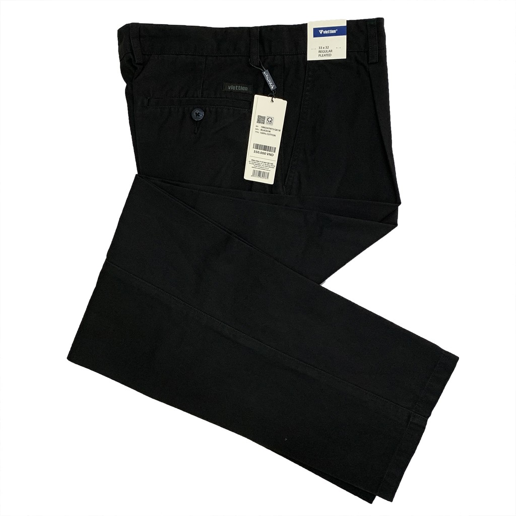 Viettien - Quần kaki có 1ly màu đen regular 6247