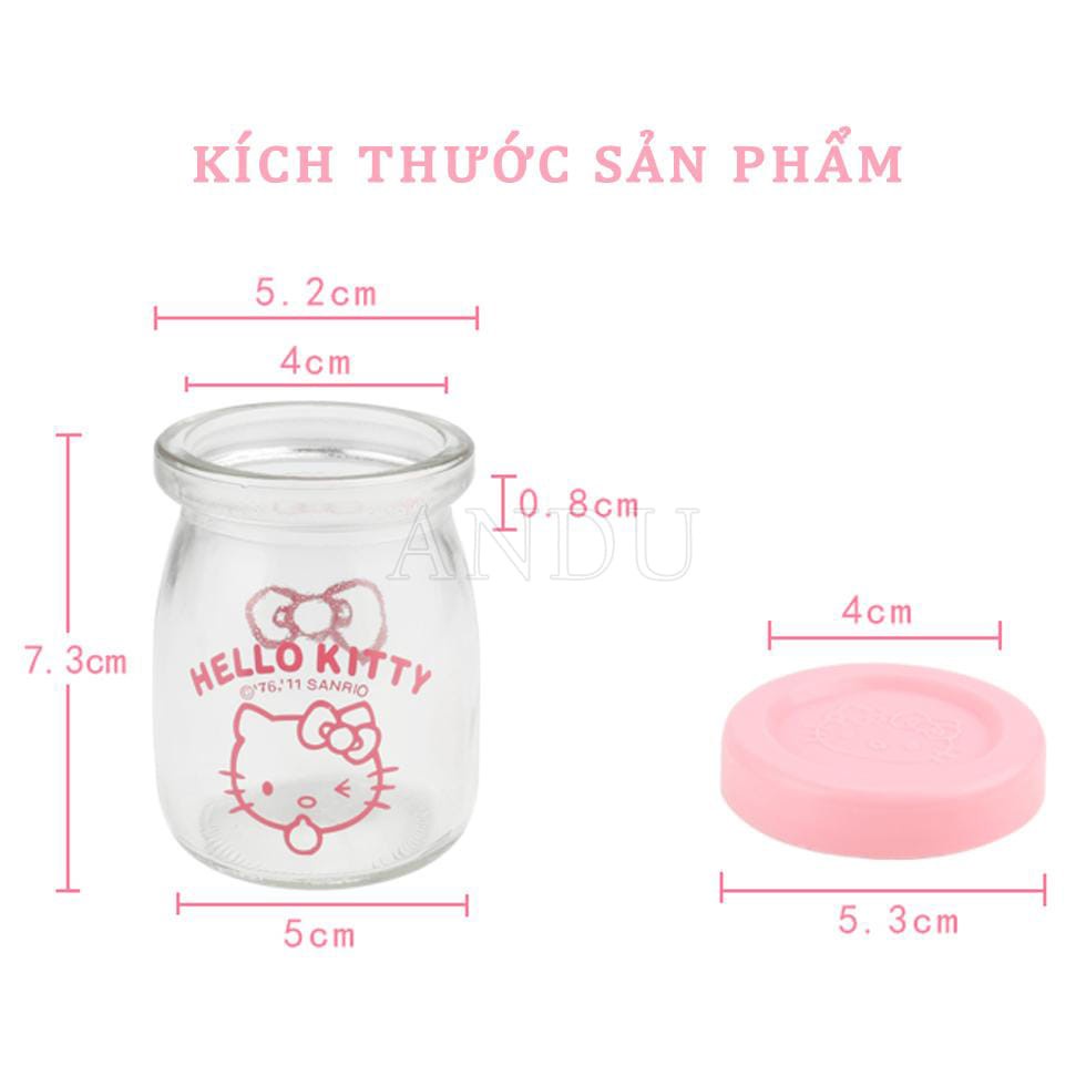 Combo 12 Hũ Thủy Tinh Làm Sữa Chua Có Nắp Đậy, Lọ Đựng Sữa Chua In Hình Ngộ Nghĩnh Tiện Lợi