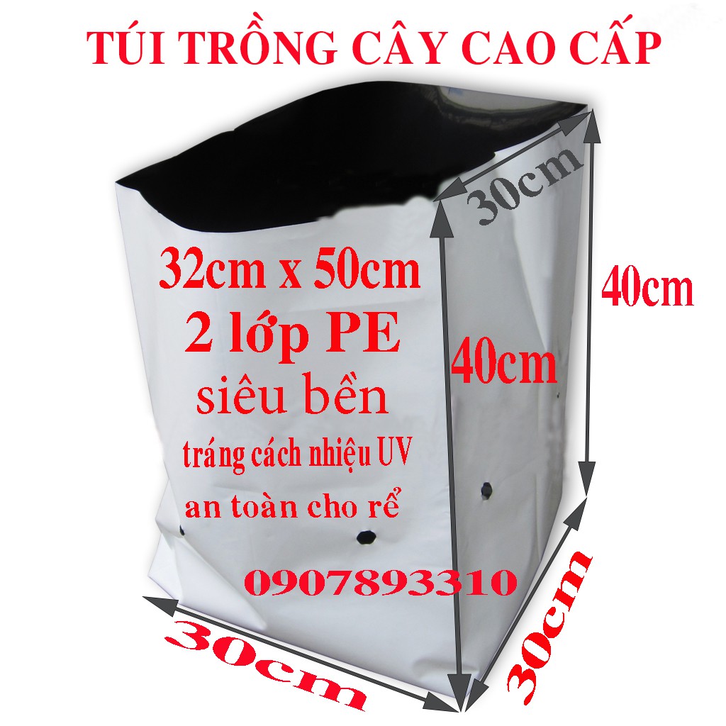 Túi trồng cây Pe 2 lớp, Túi trồng dưa lưới, cây cảnh, cây ăn trái 1kg loại to