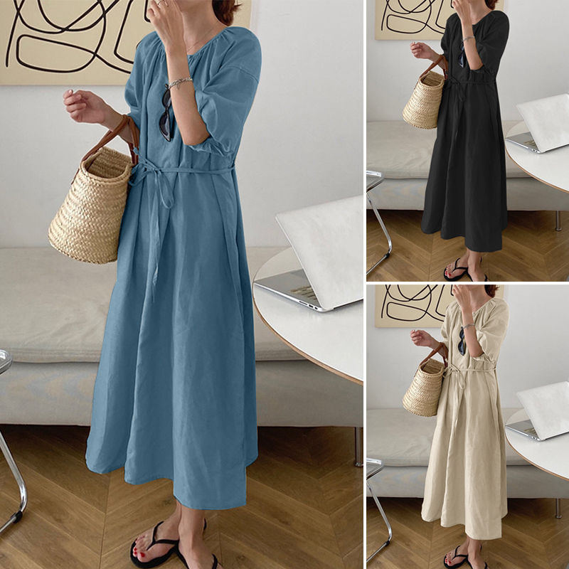Đầm Maxi ZANZEA Cho Nữ Tay Ngắn Thời Trang | BigBuy360 - bigbuy360.vn