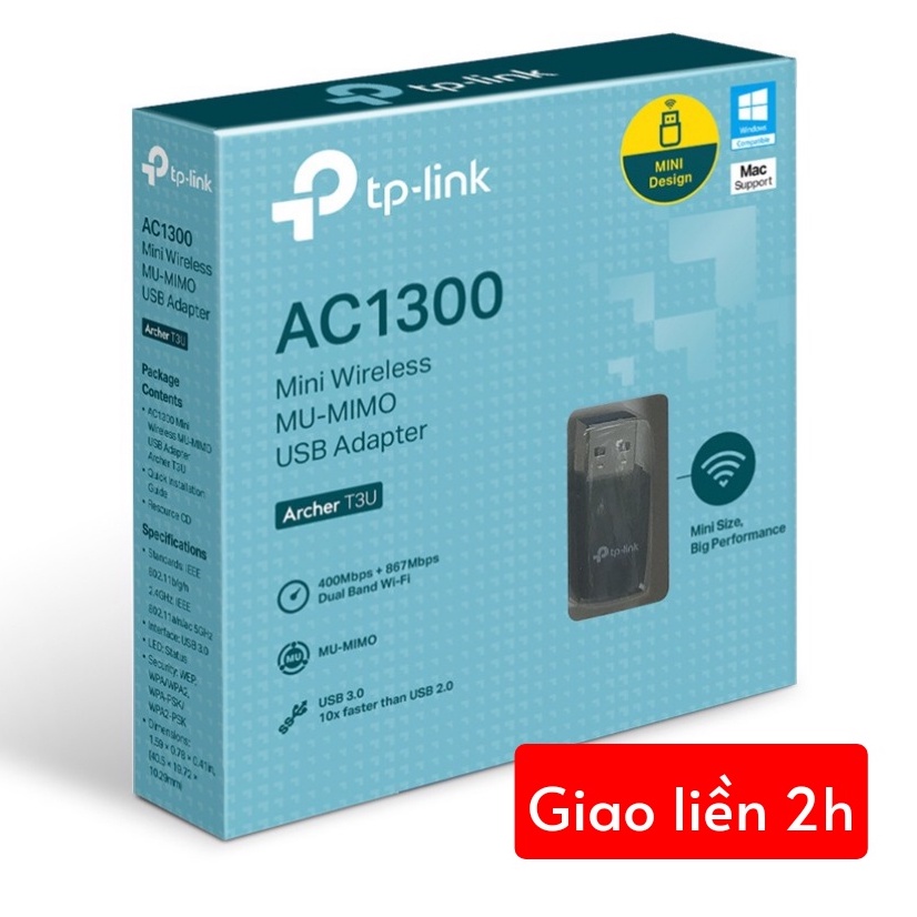 [CHÍNH HÃNG - Hỏa Tốc] USB WiFi TP LINK 600Mbps tốc độ cao - Usb thu sóng WiFi 5Ghz Laptop PC máy bàn - TPLink t2u plus