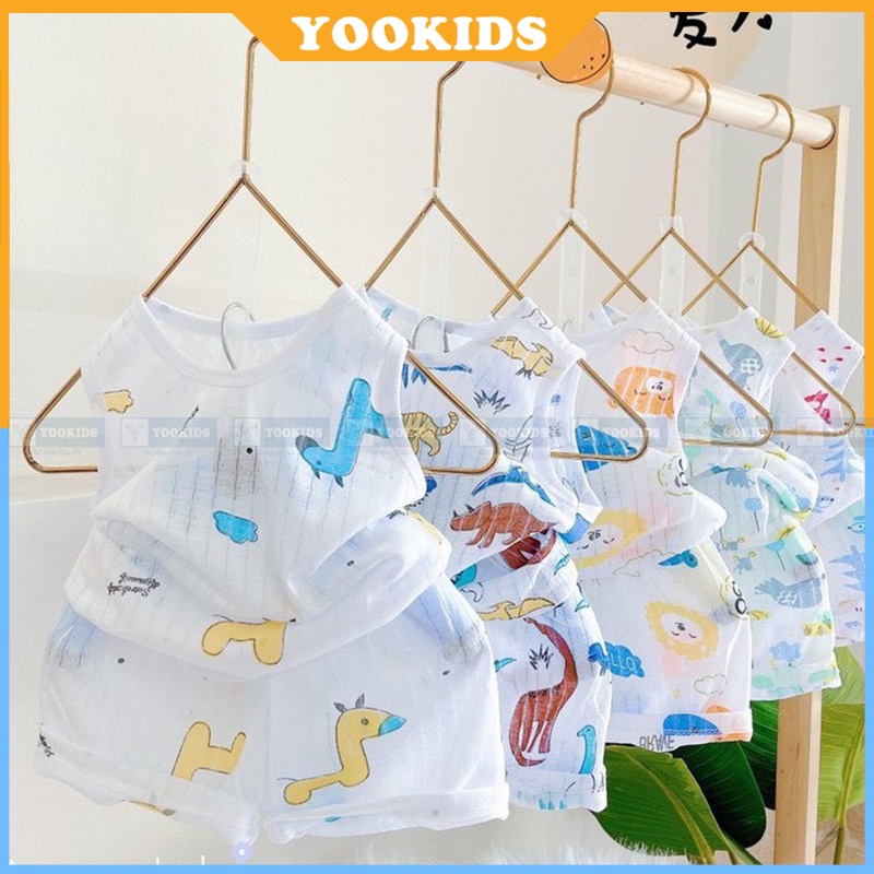 Bộ ba lỗ cho bé trai bé gái YOOKIDS chất cotton giấy siêu nhẹ siêu mát thấm hút mồ hôi cực tốt cho bé 0 1 2 3 4 tuổi