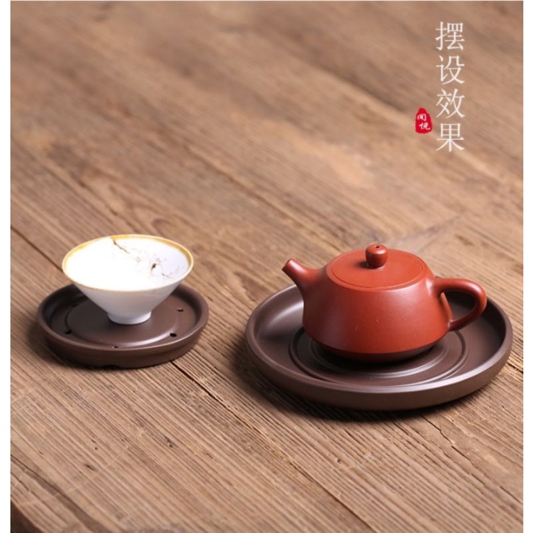 Thuyền trà đế lót ấm bằng đất nung rất đẹp tặng kèm gấp ly bằng tre cao cấp