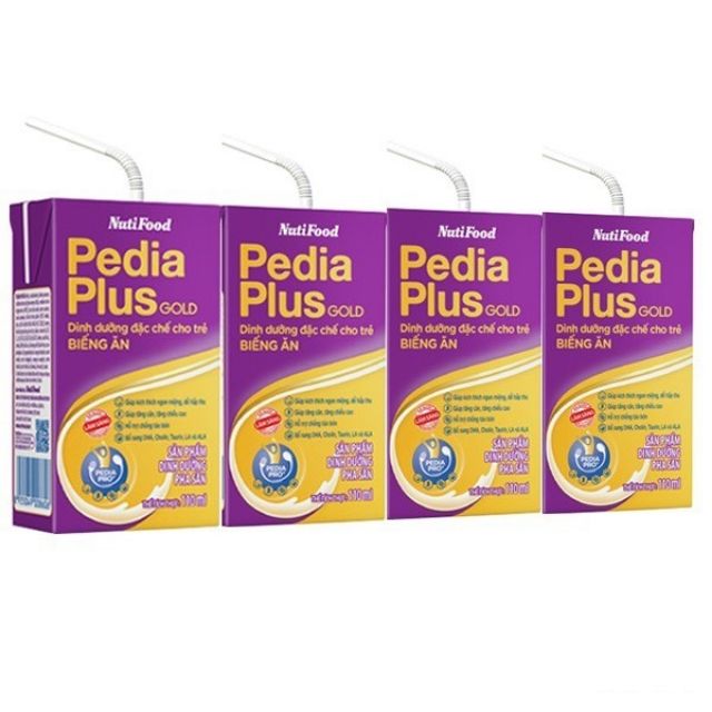 1lốc 4 hộp Sữa Bột Pha Sẵn Pedia Plus Gold 110ml