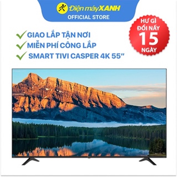 Smart Tivi Casper 4K 55 inch 55UW6000 - Remote thông minh - Chính hãng BH 2 năm - Miễn phí lắp đặt