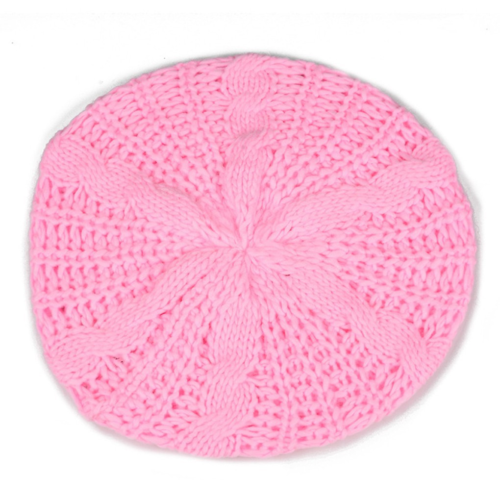 Mũ len dệt kim kiểu Beret cho nữ