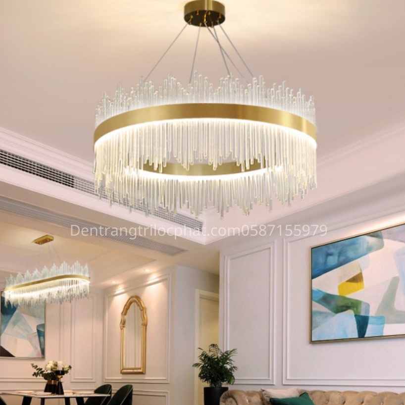 Đèn chùm, đèn chùm thả trần pha lê cao cấp D600 sang trọng hiện đại trang trí phòng khách, bàn ăn, phòng ngủ (BH 2 năm)
