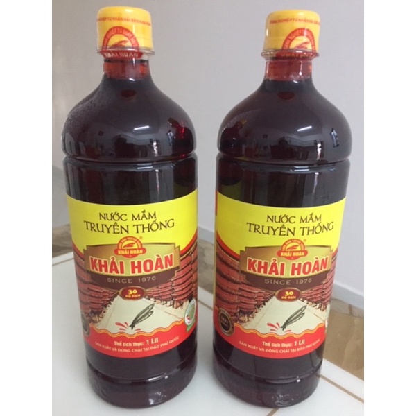 Nước mắm Phú Quốc Khải Hoàn 30 độ,chai nhựa 1 lít combo 2 chai
