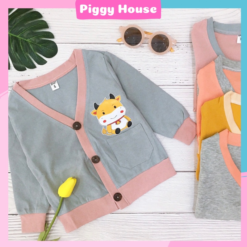 Áo khoác cardigan hình thú cho bé trai bé gái màu xanh- Piggy House PH05-1