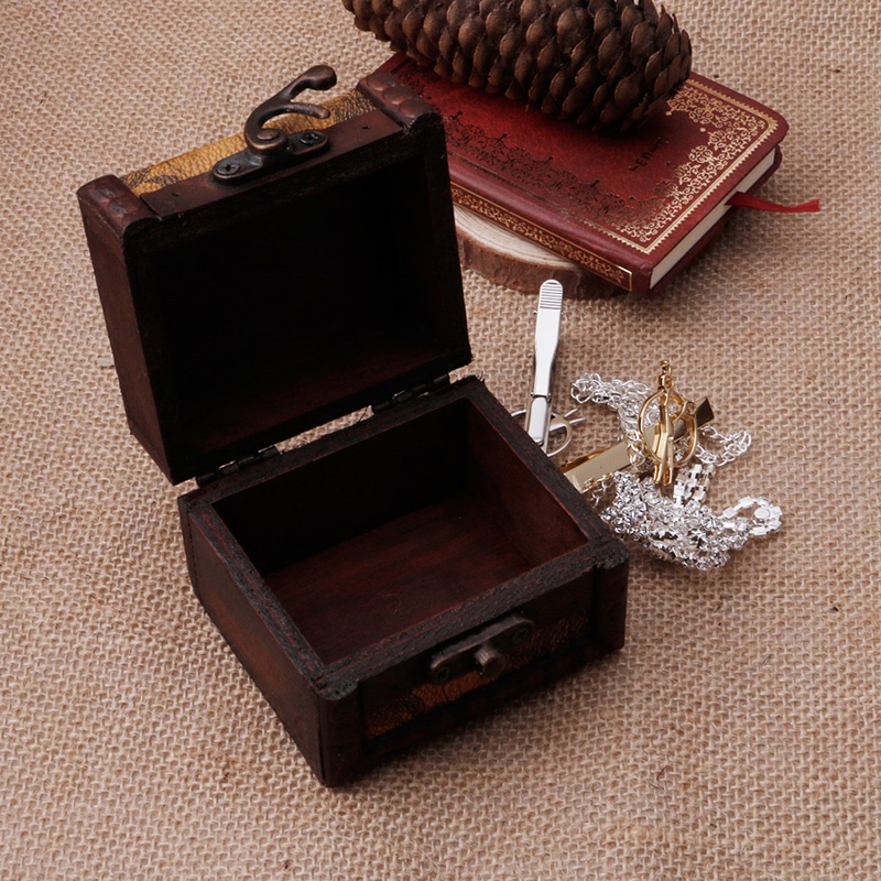 Hộp đựng trang sức nhỏ bằng gỗ phong cách vintage mới