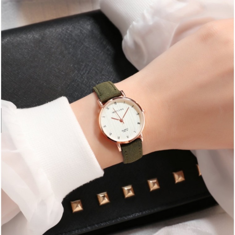 LWCC 6041 Đồng hồ máy quartz dây da phong cách đơn giản dành cho nữ