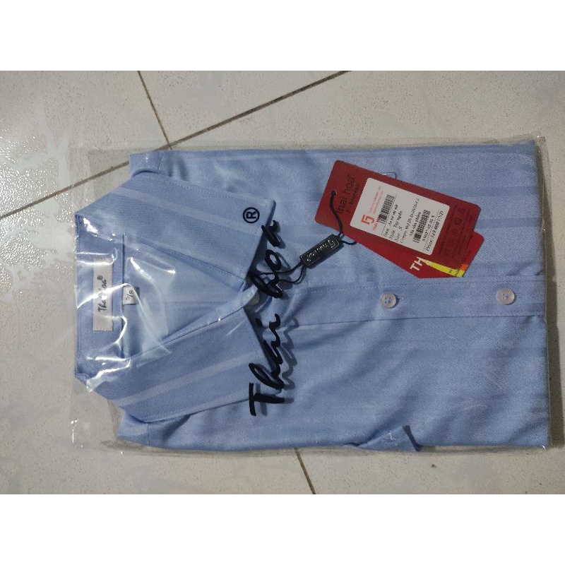 Áo thái hoà xanh dương hoạ tiết sọc co giãn tay dài, ngắn