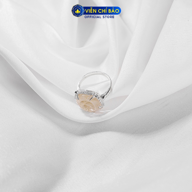 Nhẫn bạc nữ hoa mẫu đơn viền đá tóc vàng chất liệu bạc 925 thời trang phụ kiện trang sức nữ Viễn Chí Bảo N600041