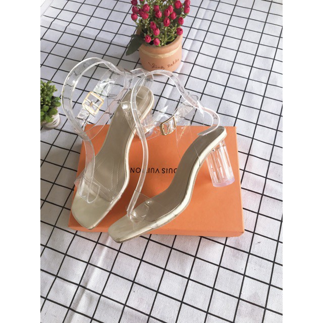Sandal quai trong da trơn 7 phân H.AL25125