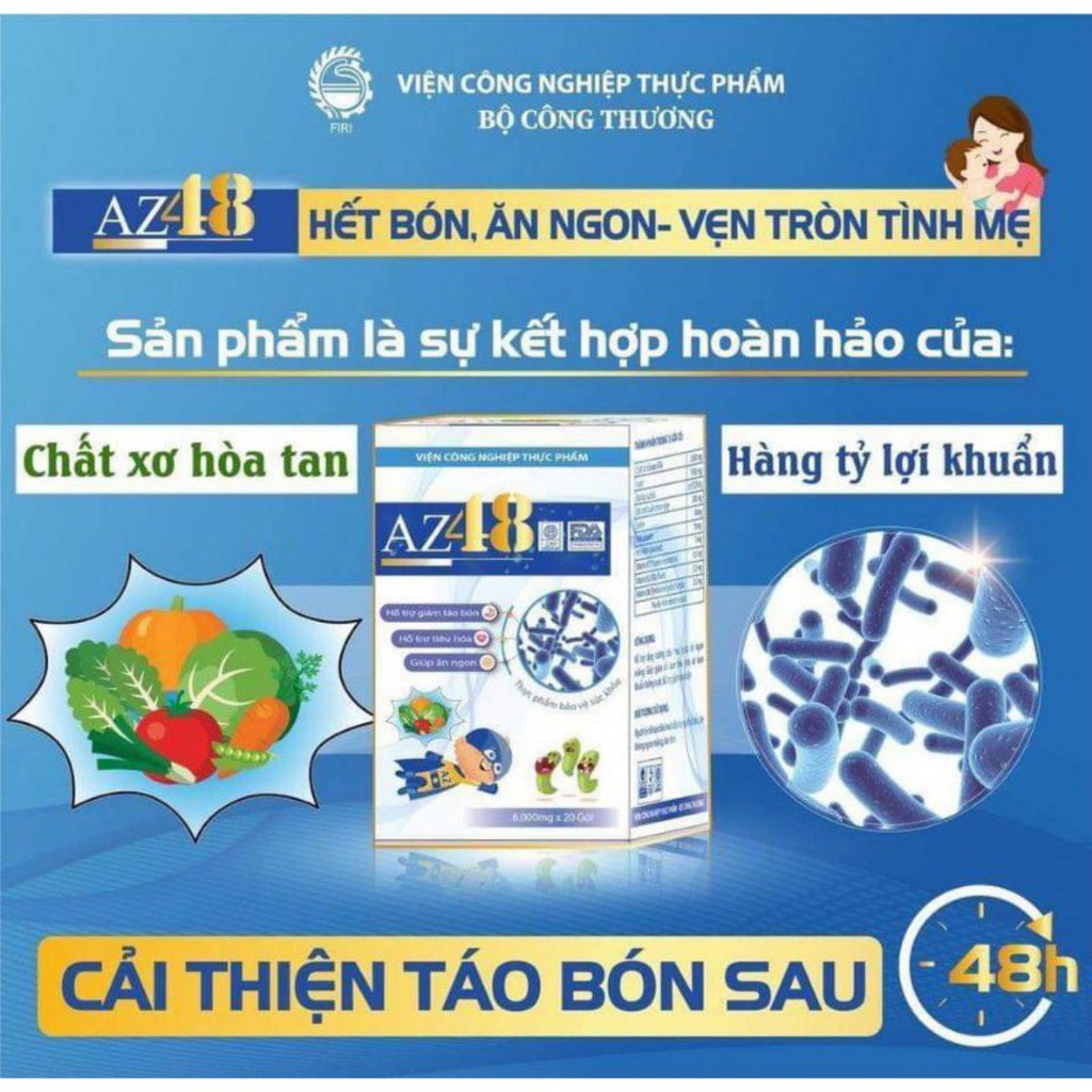 [Combo 2 Tặng 1 hộp 4 gói] Men hỗ trợ tiêu hóa AZ48 - Men tiêu hóa AZ48- Men vi sinh Az48 giúp bé hết táo bón, biếng ăn