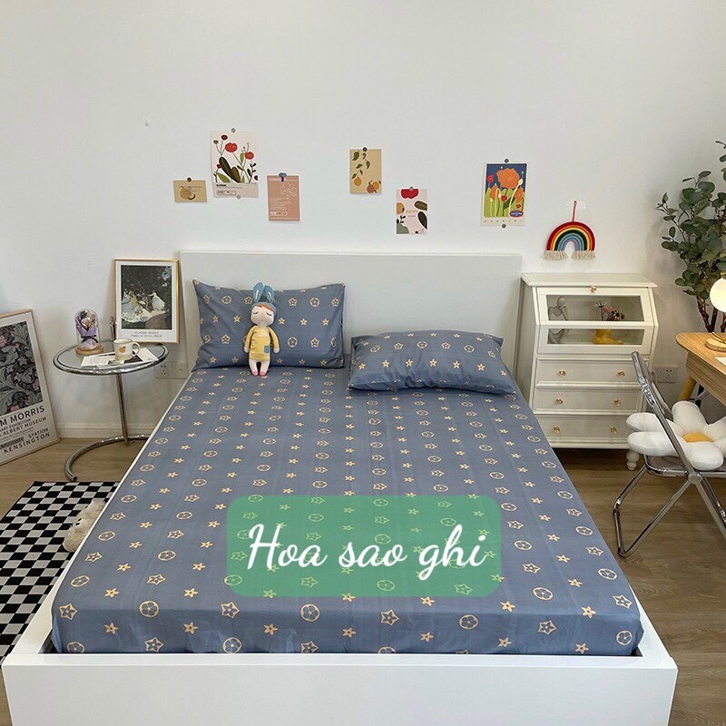 Bộ Ga Gối Cotton Poly Nhập Khẩu,Đủ kích thước,có chọn mẫu-mẫu hoa sao ghi