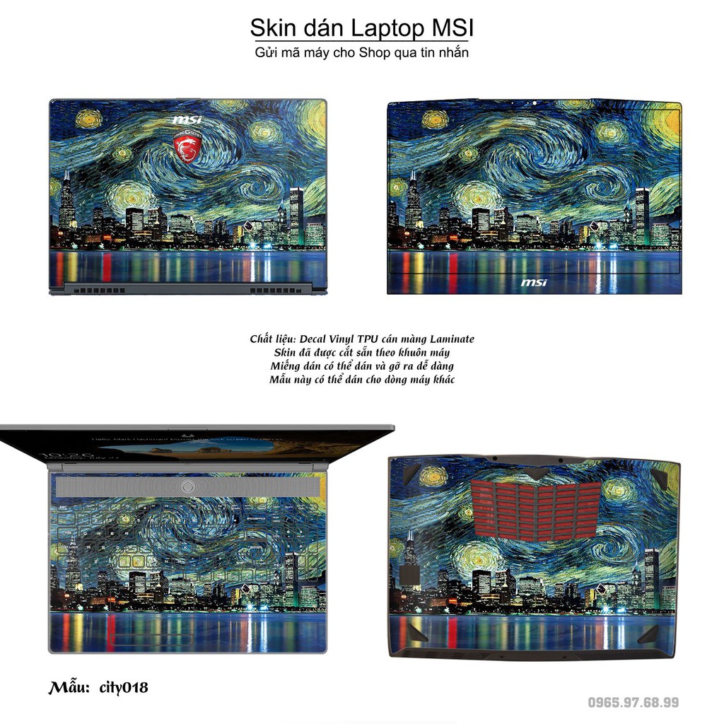 Skin dán Laptop MSI in hình thành phố _nhiều mẫu 3 (inbox mã máy cho Shop)