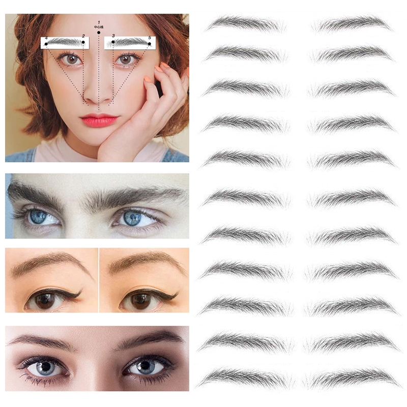 Nhãn dán hình xăm lông mày 3D MỚI / 10 cặp Nhãn dán giả bán cố định dạng nước