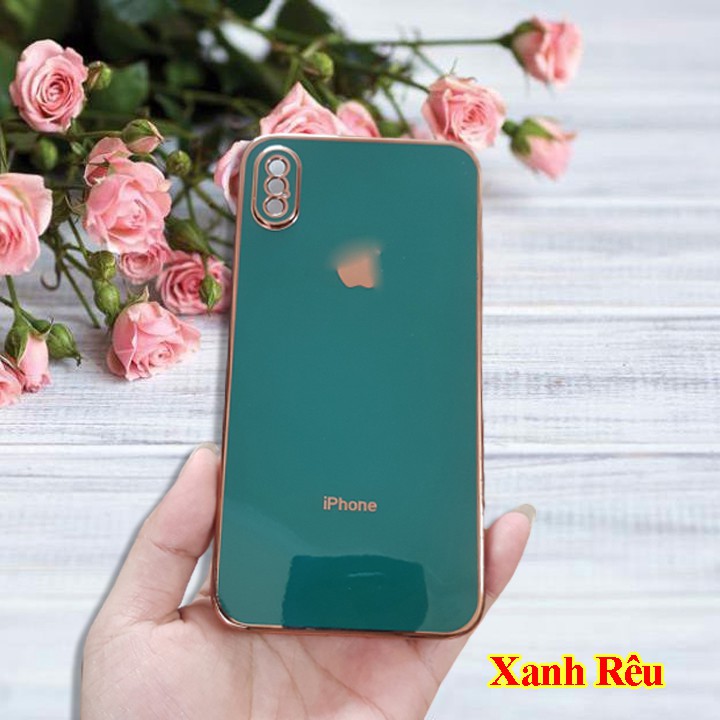 Ốp lưng iphone X - Xs - Xs Max cạnh vuông kiểu dáng iPhone 12 cực đẹp. Ốp dẻo, viền vàng sang trọng.