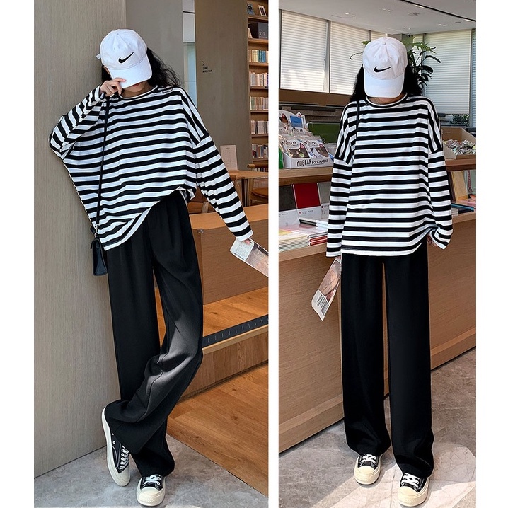 Porozi  Quần Dài Ống Rộng Lưng Cao Phong Cách Hàn Quốc Thời Trang Cho Nữ