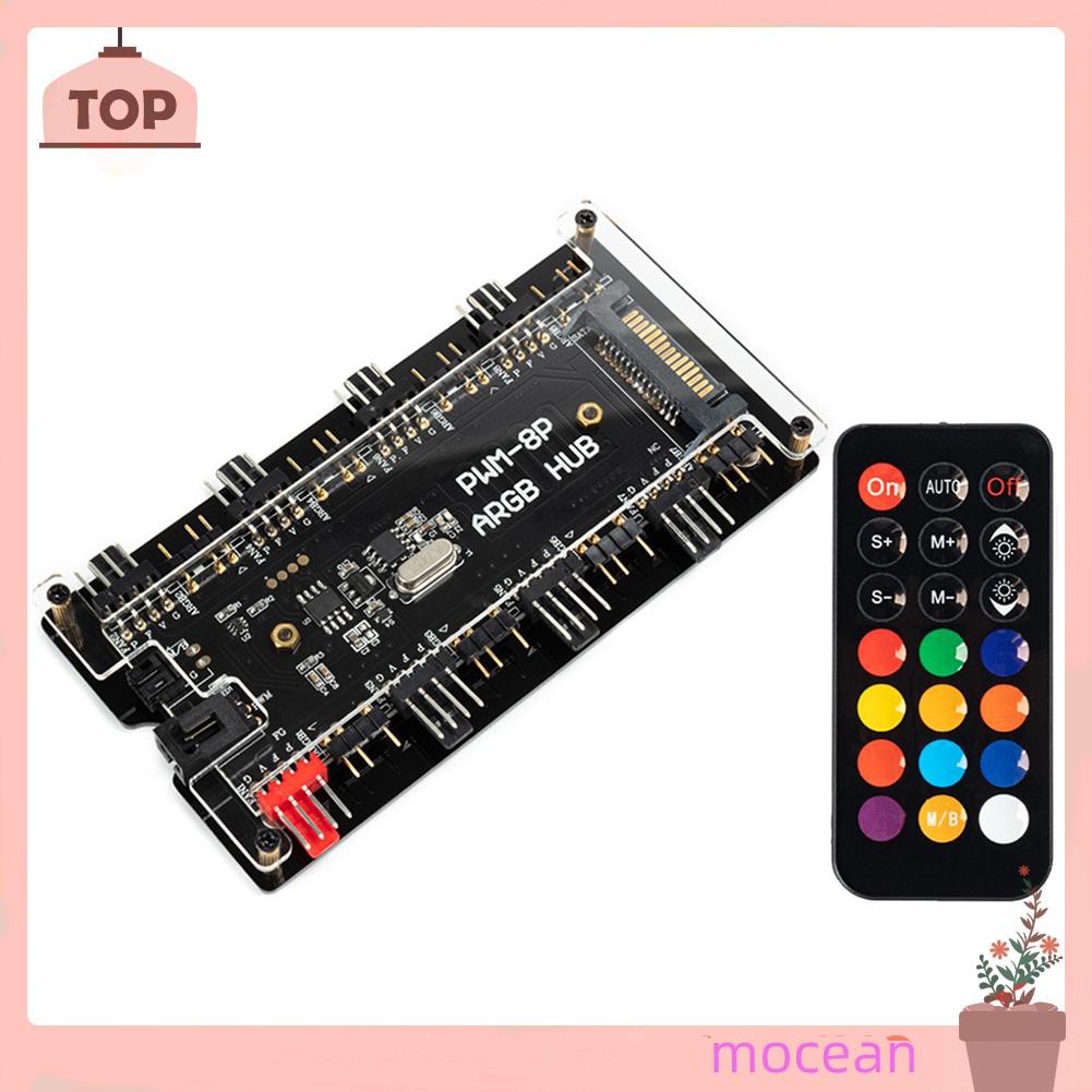 Bộ Chia Nguồn Sata 1 Sang 8 Quạt 12v 4 Pin Pwm Argb