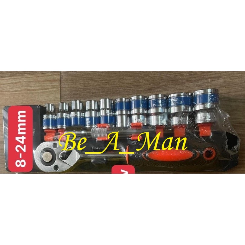 Bộ tuýp khẩu dụng cụ sửa chữa đa năng 12 chi tiết 1/2 inch vặn ốc lớn thép CRV cao cấp DC033